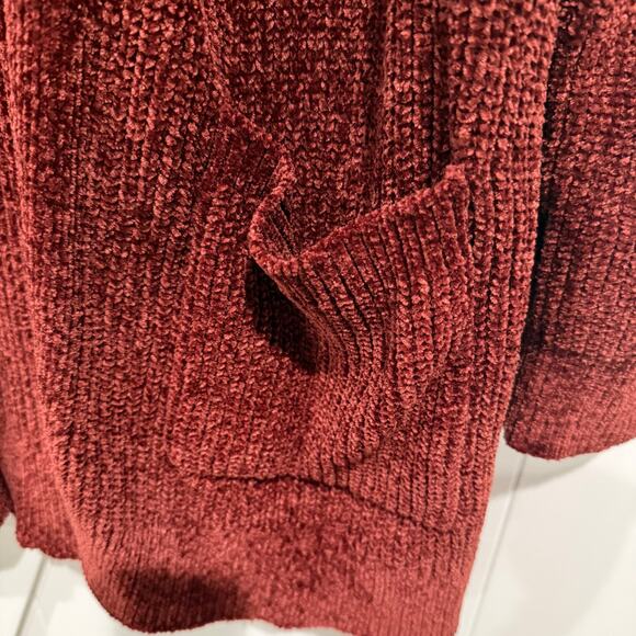 Matty M Womens M Long Sleeve Knit Cardigan Sweater Open Front Mid Length Red - Picture 4 of 4